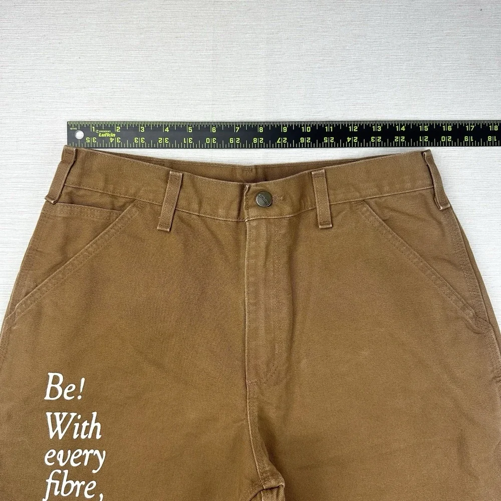 All Caps Studio Carhartt Canvas Carpennter Pants Men 31x31 Tan Distressed Script
